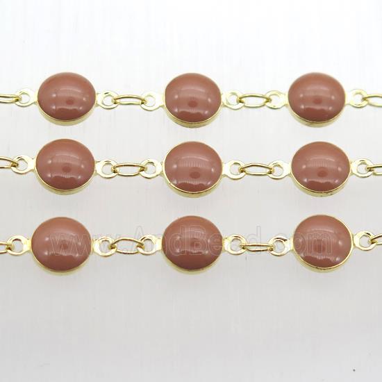 Chocolate Porcelain Glass Chain, gold plated