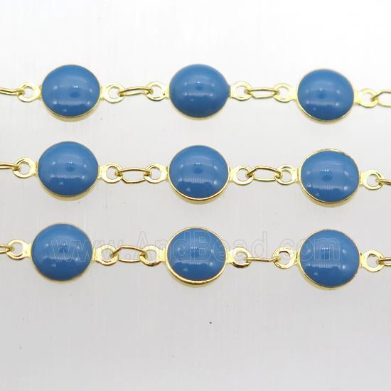 blue Porcelain Glass Chain, gold plated