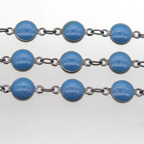 blue Porcelain Glass Chain, black plated