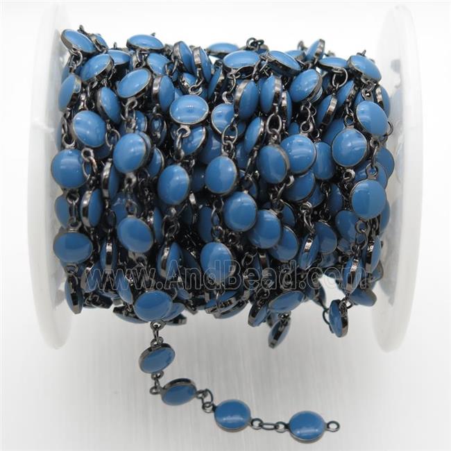 blue Porcelain Glass Chain, black plated