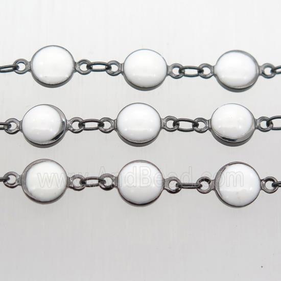 white Porcelain Glass Chain, black plated