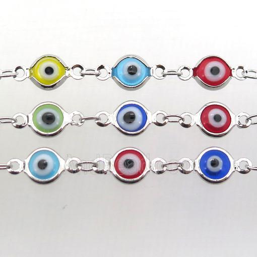 copper chain with evil eye, platinum plated