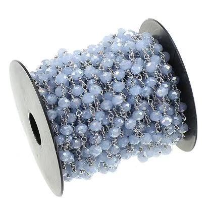 copper chain with blue crystal glass, platinum plated