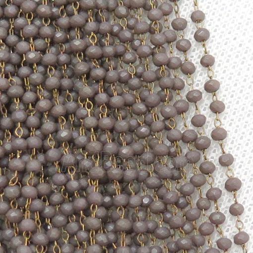 raw brass chain with matte crystal glass