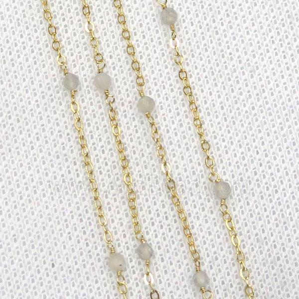 copper chain with gray moonstone, gold plated