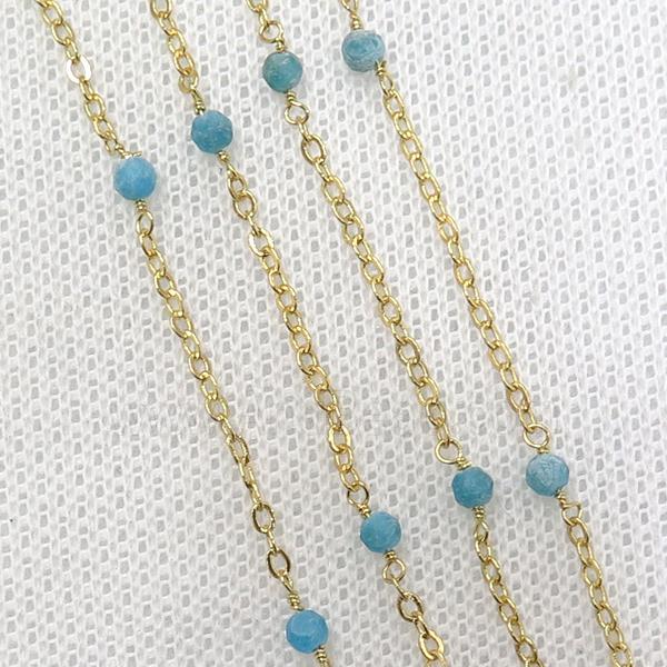 copper chain with apatite, gold plated
