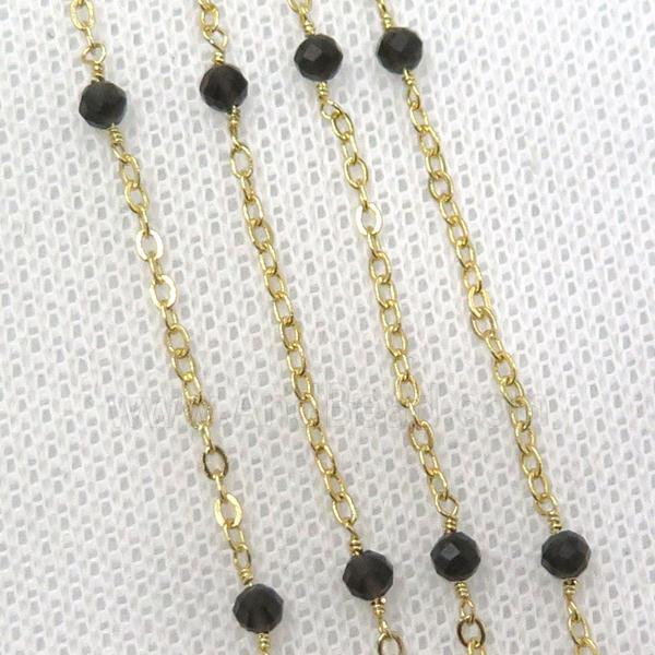 copper chain with Obsidian, gold plated