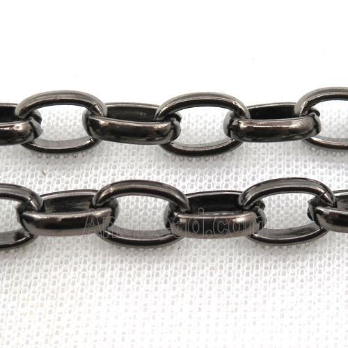 iron Rolo Chain, black plated