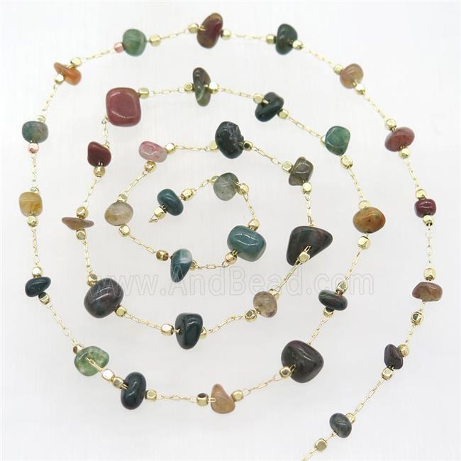 Fancy Agate chip chain, gold plated