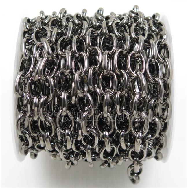 iron chain, black plated, oval