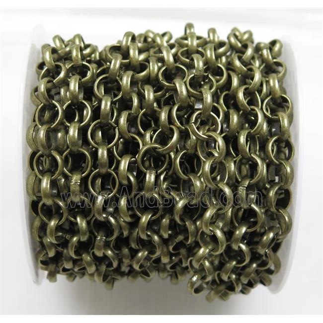 iron Rolo Chain, antique bronze