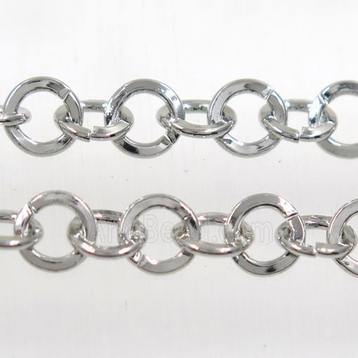 iron rolo chain, platinum plated