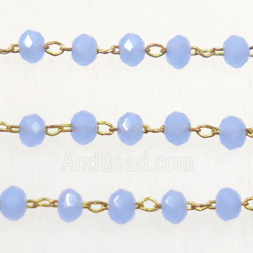copper chain with lavender rondelle Chinese Crystal Glass beads