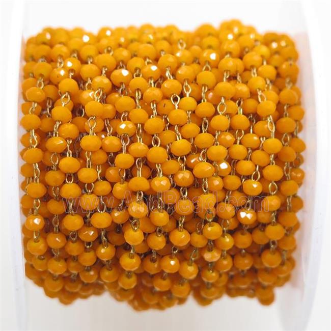 copper chain with orange rondelle Chinese Crystal Glass beads