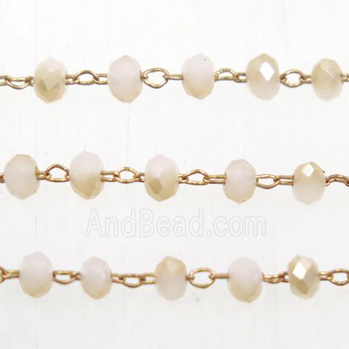 brass chain with Chinese Crystal Glass rondelle beads