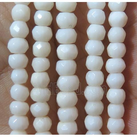 white coral beads, faceted rondelle