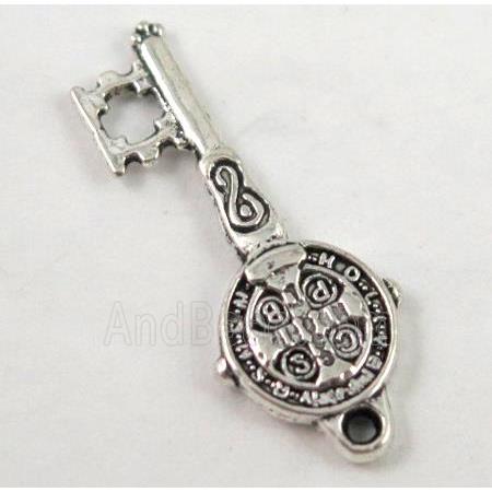 Tibetan silver key pendant, non-nickel