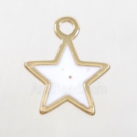 copper star pendant, white enamel, gold plated