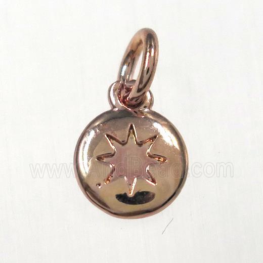 copper northstar pendants, circle, rose gold