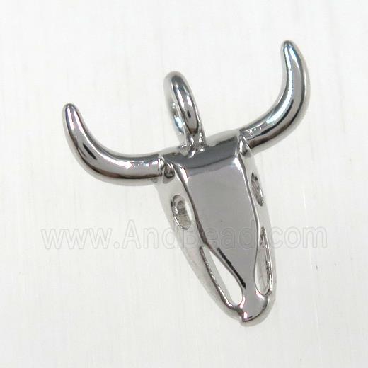 copper bullhead pendants, platinum plated