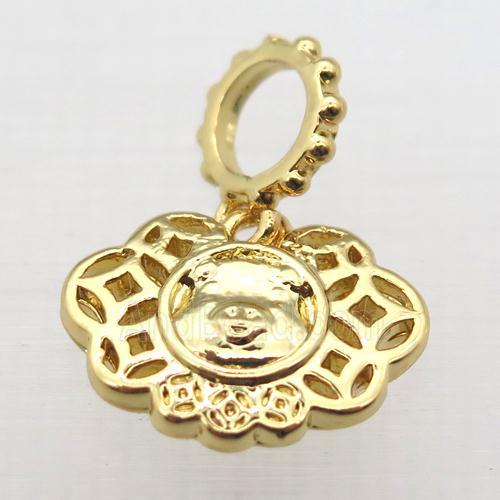 copper pig pendant, gold plated