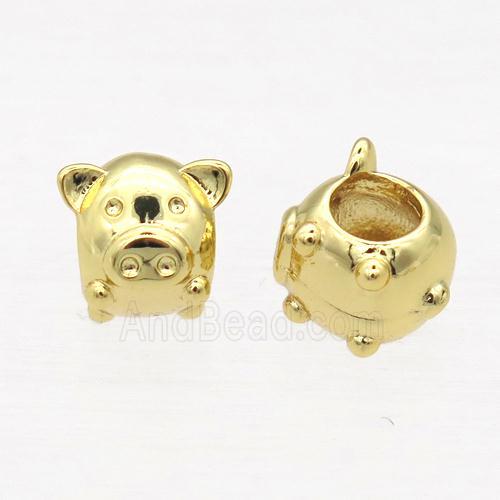 European Style copper pig beads, gold plated