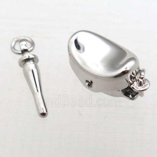 copper clip clasp, yuanbao, platinum plated