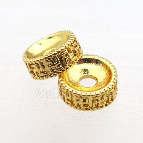 copper rondelle spacer beads, Religious, gold plated