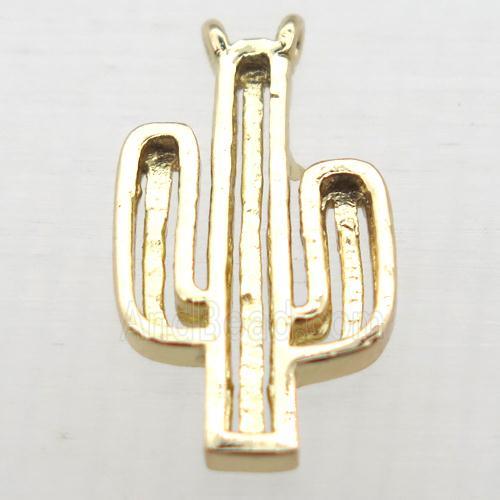 copper cactus pendant, light gold plated