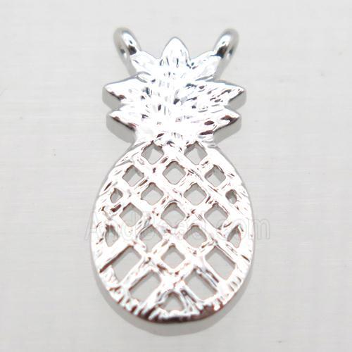 copper pineapple pendant, platinum plated
