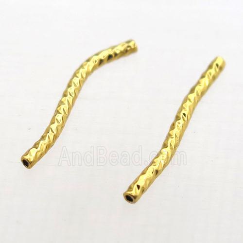 copper bend tube beads, gold plated
