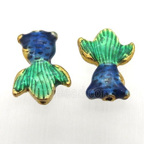 copper goldfish beads, painted, gold plated