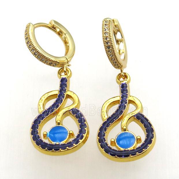 copper hoop earring paved zircon, gold plated