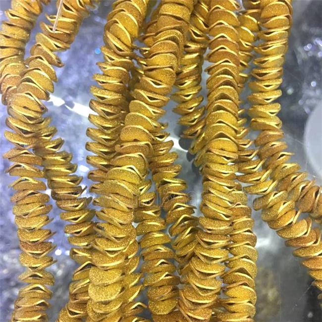 copper Thin slice spacer beads, gold plated, matte