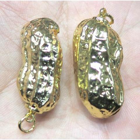 copper peanut pendant, gold plated