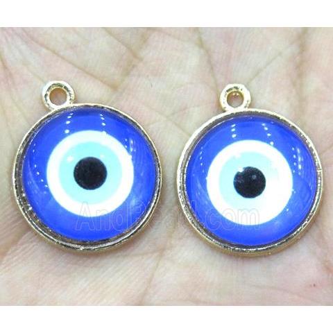 enamel copper pendant, eye, gold plated
