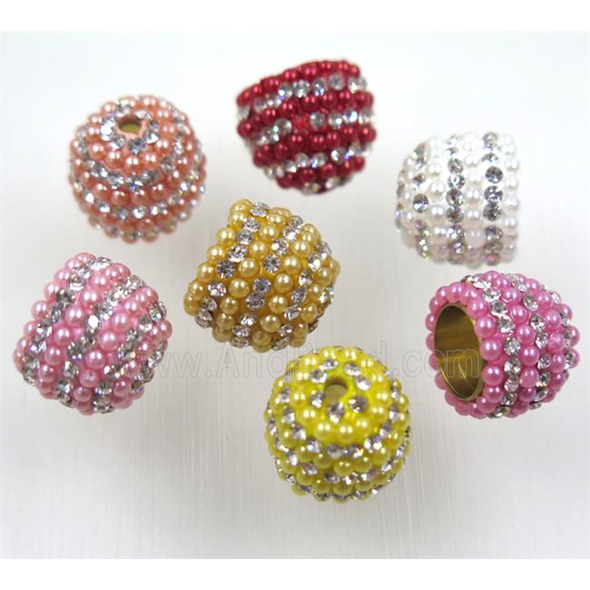 copper tassel bail pave resin ball, cloche, mix color