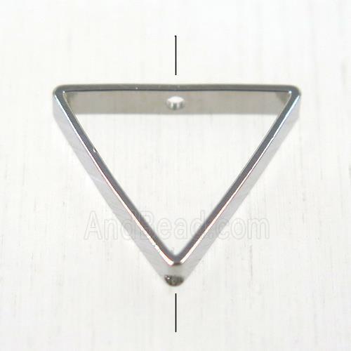 brass triangle bead, platinum plated