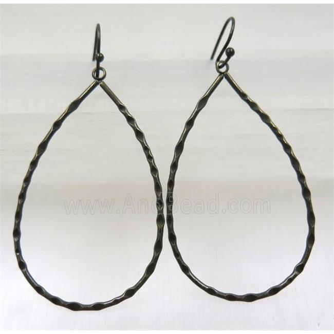 brass earing hook, teardrop, black plated