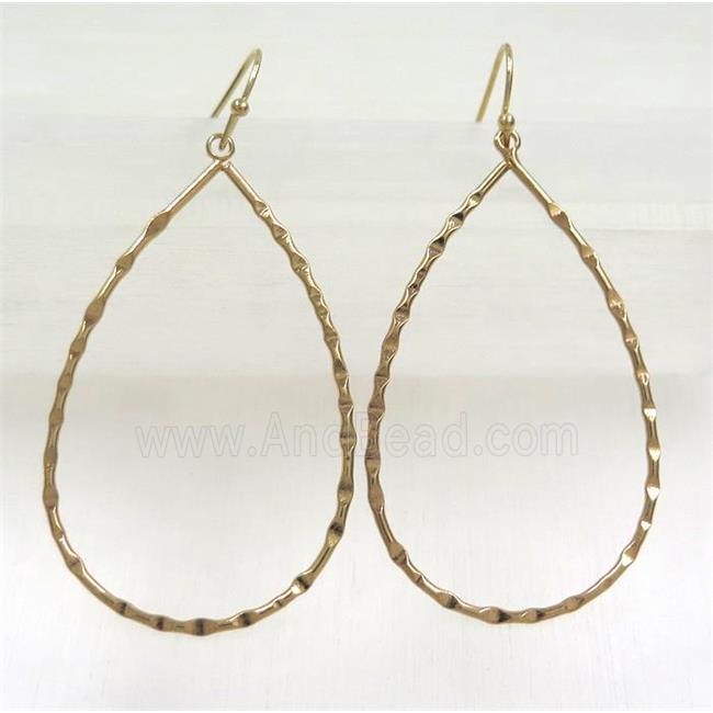 brass earing hook, teardrop, rose gold