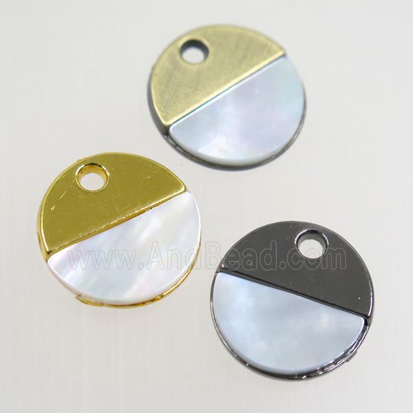 colorfast copper pendant paved shell, circle, mixed