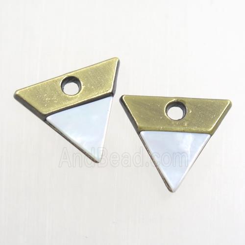 colorfast copper pendant paved shell, triangle, antique bronze