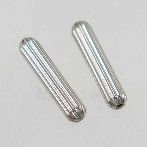 copper tube beads, corrugated, platinum plated