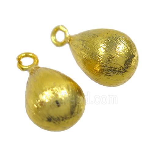 copper brushed teardrop pendant, gold plated