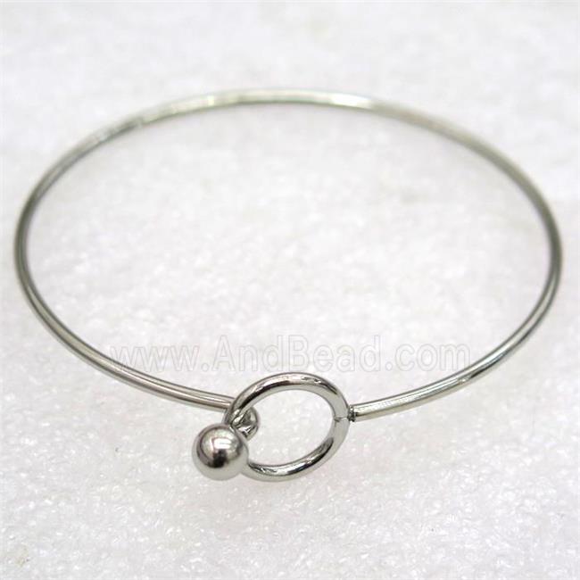 stainless steel cuff bangle, platinum plated