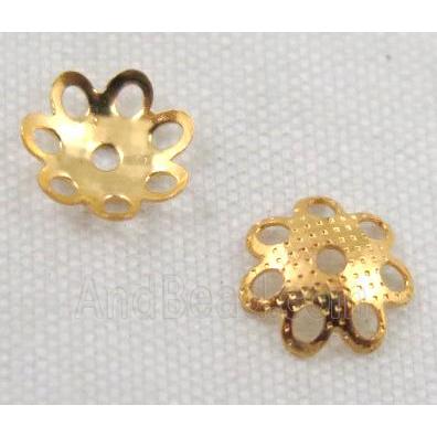 copper beadcaps, gold plated
