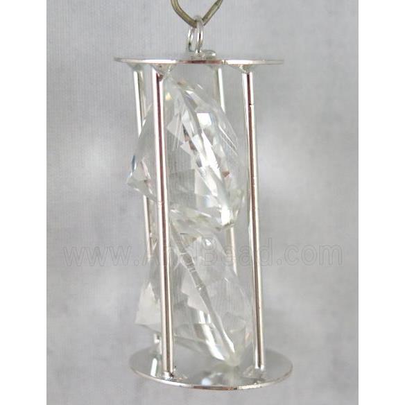 rhinestone pendant, platinum plated