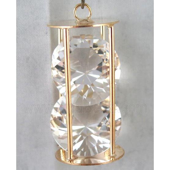 rhinestone pendant, gold plated