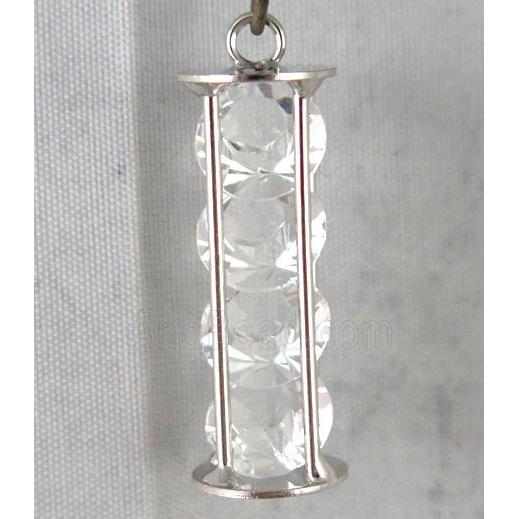 rhinestone pendant, platinum plated