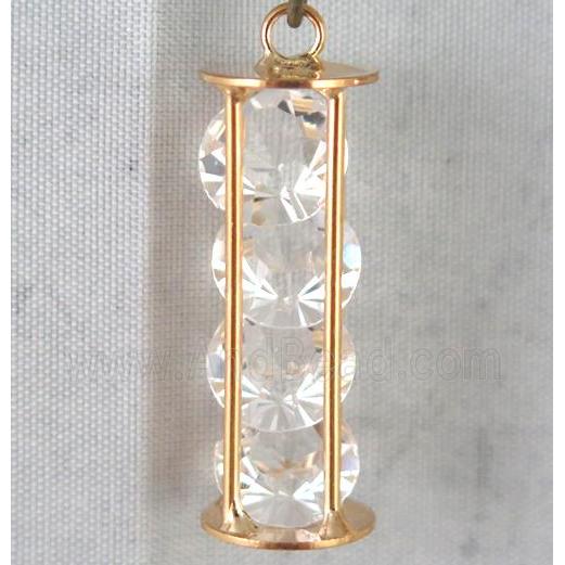 rhinestone pendant, gold plated